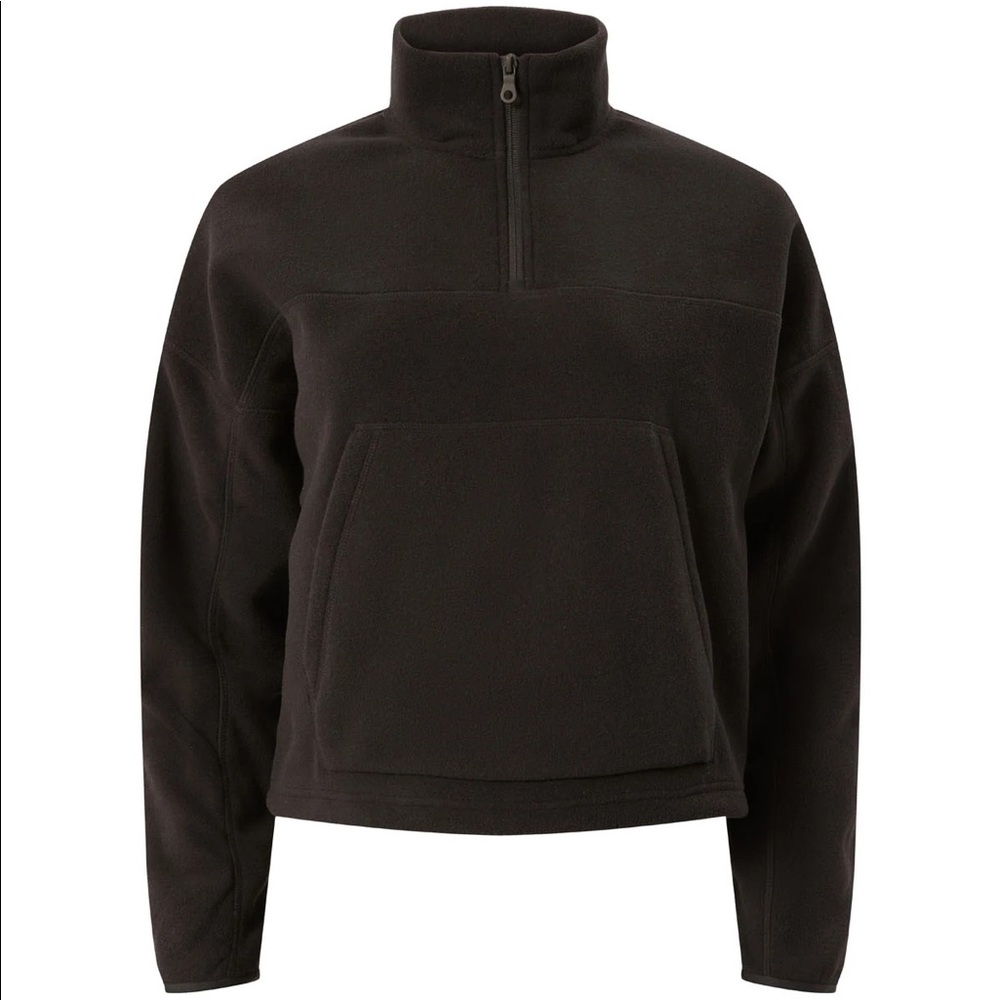 Girlfriend Collective Black Micro Fleece Half Zip Jacket